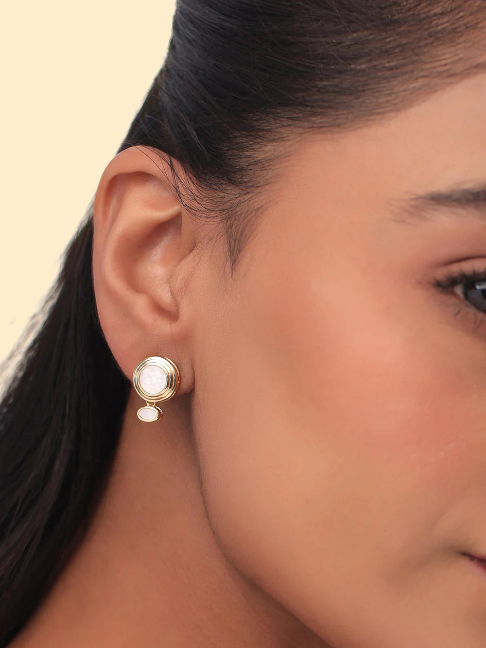Syra 24k Gold Abstract Geometric Mother of Pearl Earrings 925 Sterling Silver Earrings For Women
