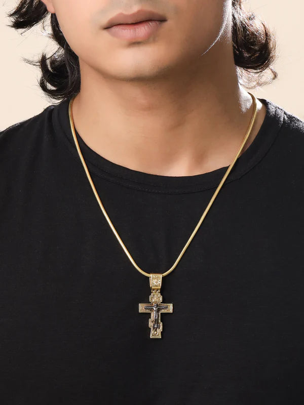 Mens Gold Pendant - Dual Plated 925 Sterling Silver Pendant For Men