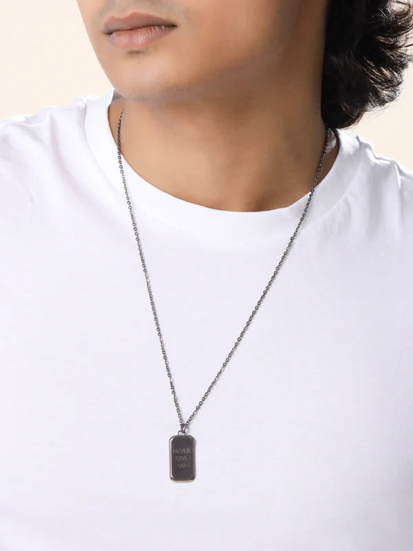 Never Give Up Shield Pendant 925 Sterling Silver Pendant For Men