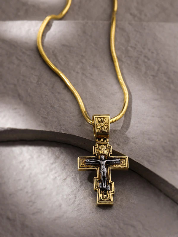 Mens Gold Pendant - Dual Plated 925 Sterling Silver Pendant For Men