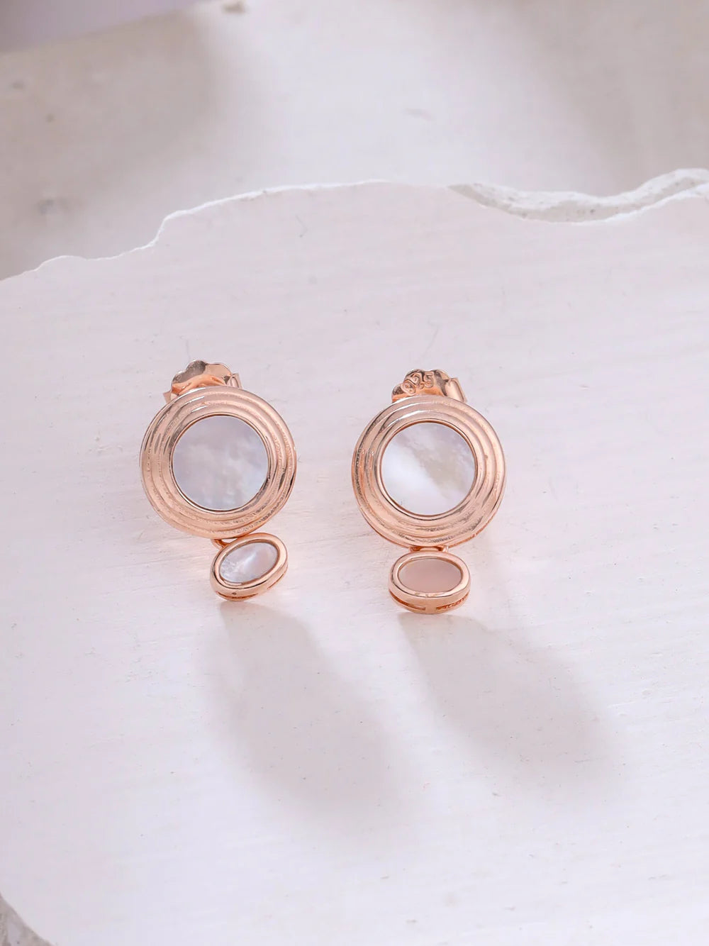 Syra 24k Gold Abstract Geometric Mother of Pearl Earrings 925 Sterling Silver Earrings For Women