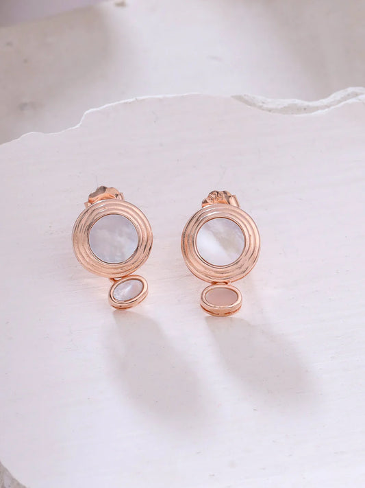 Syra 24k Gold Abstract Geometric Mother of Pearl Earrings 925 Sterling Silver Earrings For Women