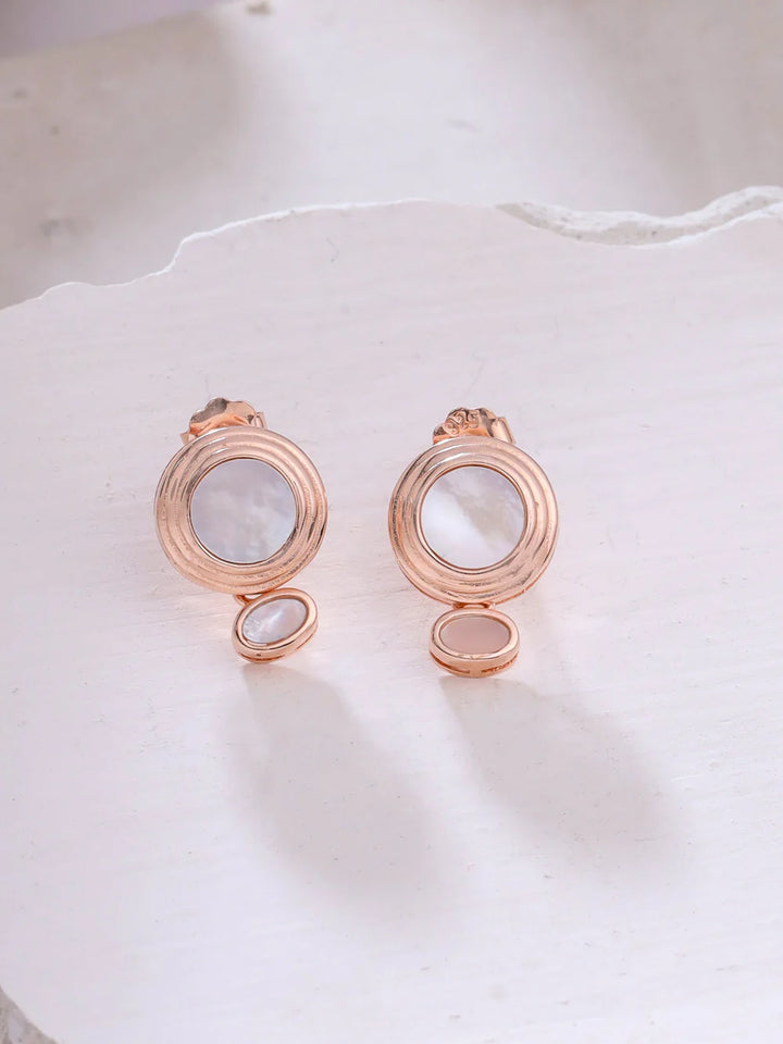 Syra 24k Gold Abstract Geometric Mother of Pearl Earrings 925 Sterling Silver Earrings For Women