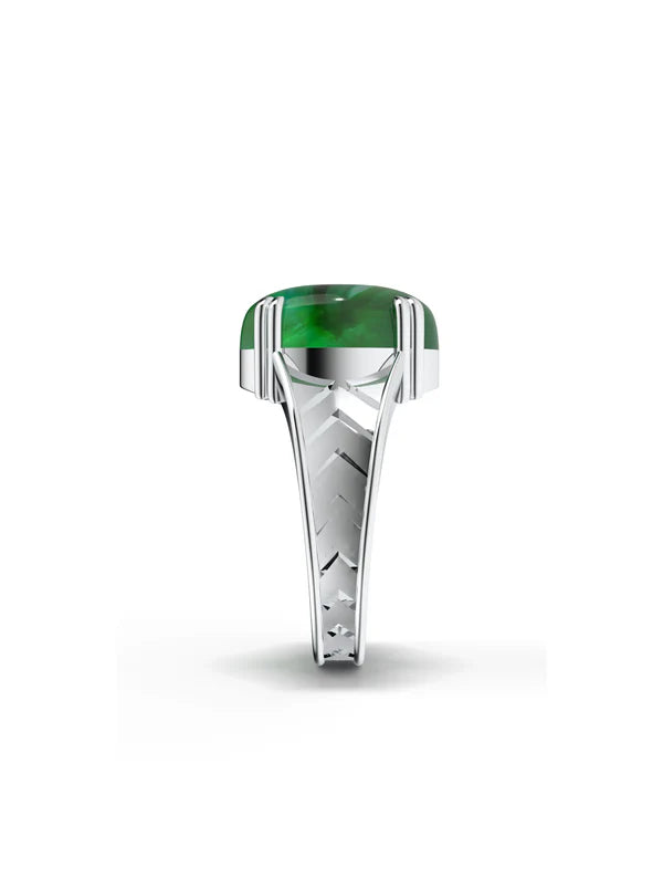 Geometric Green Onyx Oxidized 925 Sterling Silver Ring For Men