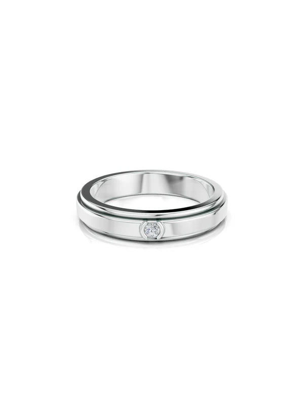Moissanite Sterling Silver Spinner Ring For Men