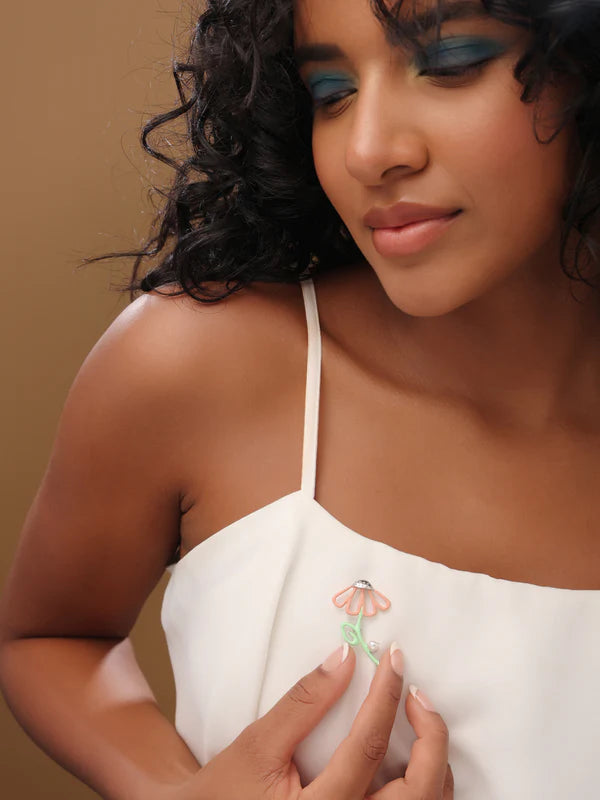 Wilting Orange Flower Brooch