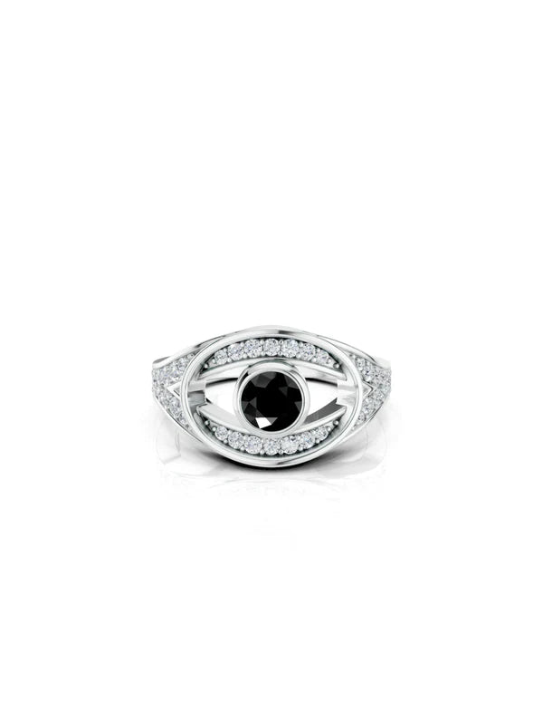 Bold Black Onyx and Moissanite Oxidized Finish 925 Sterling Silver Ring For Men