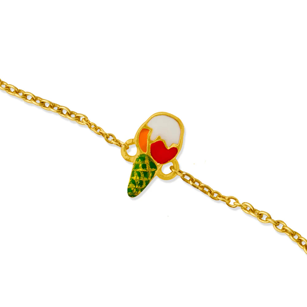 Ice Cream - 24K gold plating 925 Sterling Silver Bracelet For Kids
