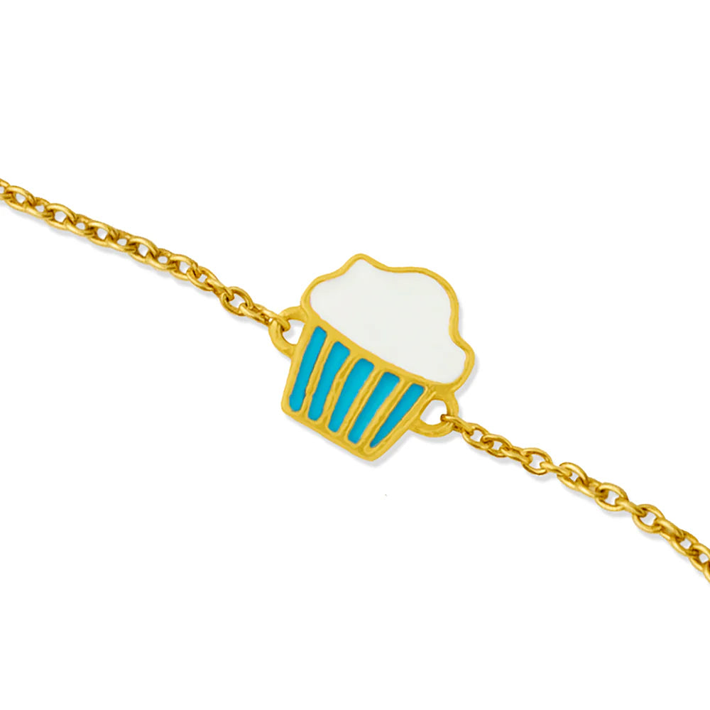 Cupcake 925 Sterling Silver Bracelet For Kids