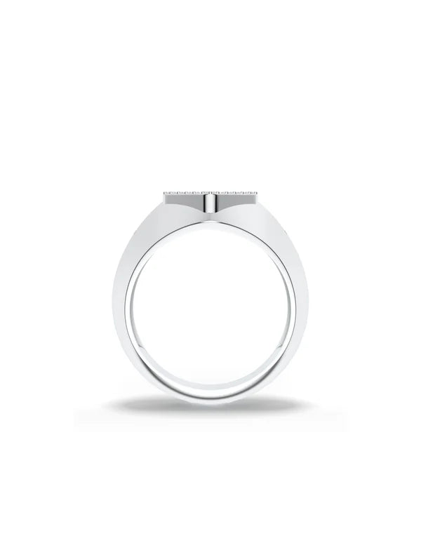 Textured Geometric Moissanite Oxidized Silver 925 Sterling Silver Ring For Men