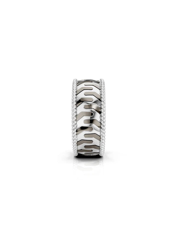 Moissanite Bold Engraved Oxidized Finish 925 Sterling Silver Ring For Men