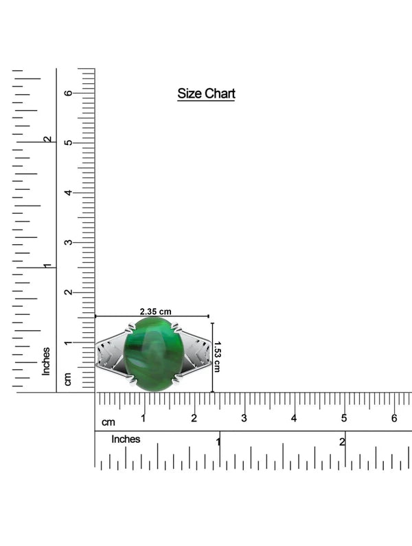 Geometric Green Onyx Oxidized 925 Sterling Silver Ring For Men