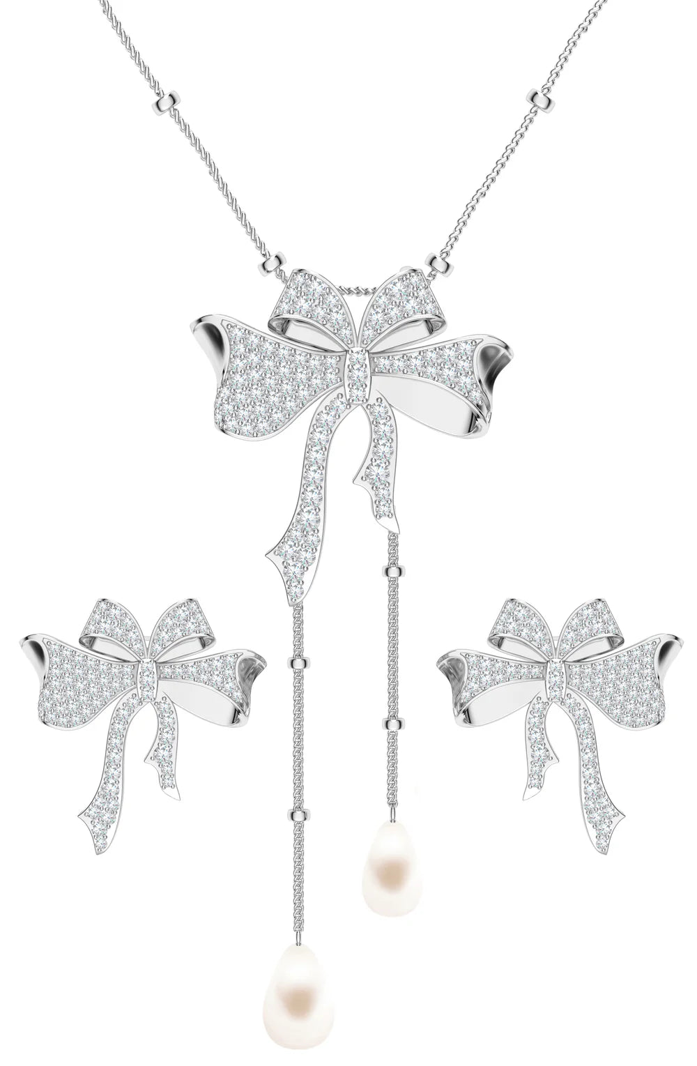 Ribbons of Light 925 Sterling Silver Moissanite Necklace Set For Women