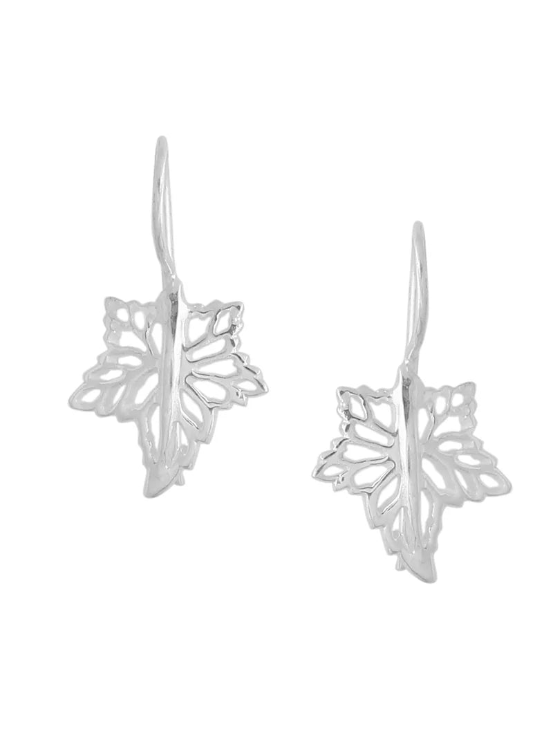 Rhodium Leaves Jai Design Lumina Collection Earring 925 Sterling Silver Earrings For Women