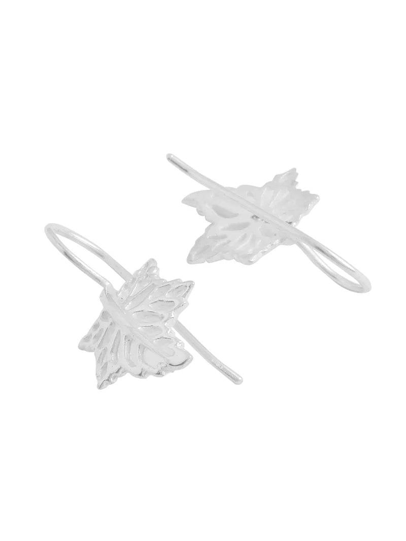 Rhodium Leaves Jai Design Lumina Collection Earring 925 Sterling Silver Earrings For Women
