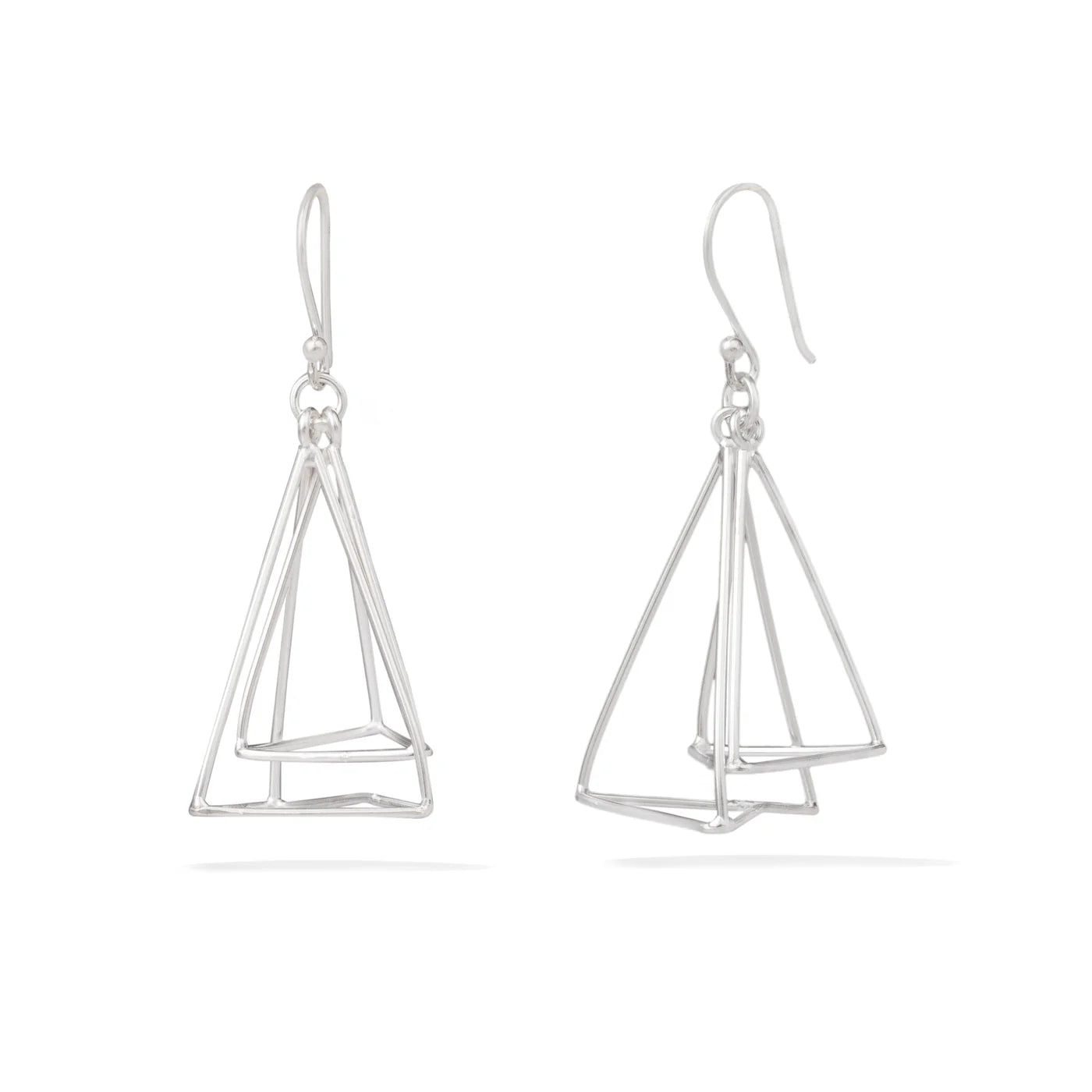 Rhodium Pyramid Design Lumina Collection Earing 925 Sterling Silver Earrings For Women