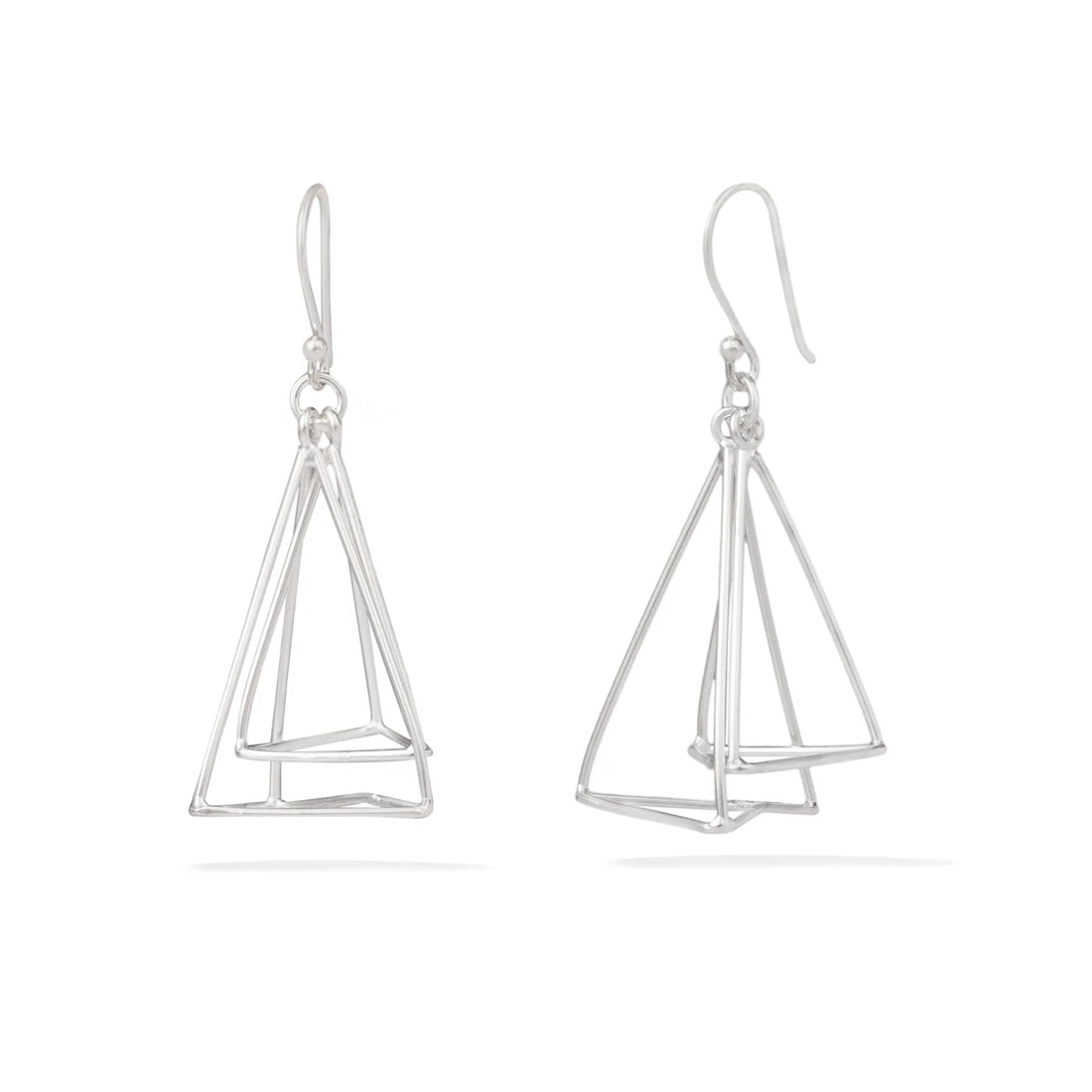 Rhodium Pyramid Design Lumina Collection Earing 925 Sterling Silver Earrings For Women