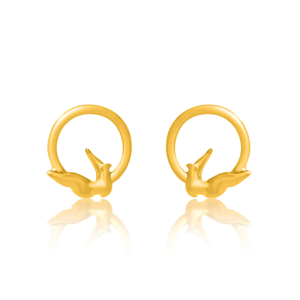 24K Gold-Plated Circle of Freedom 925 Sterling Silver Earrings For Women