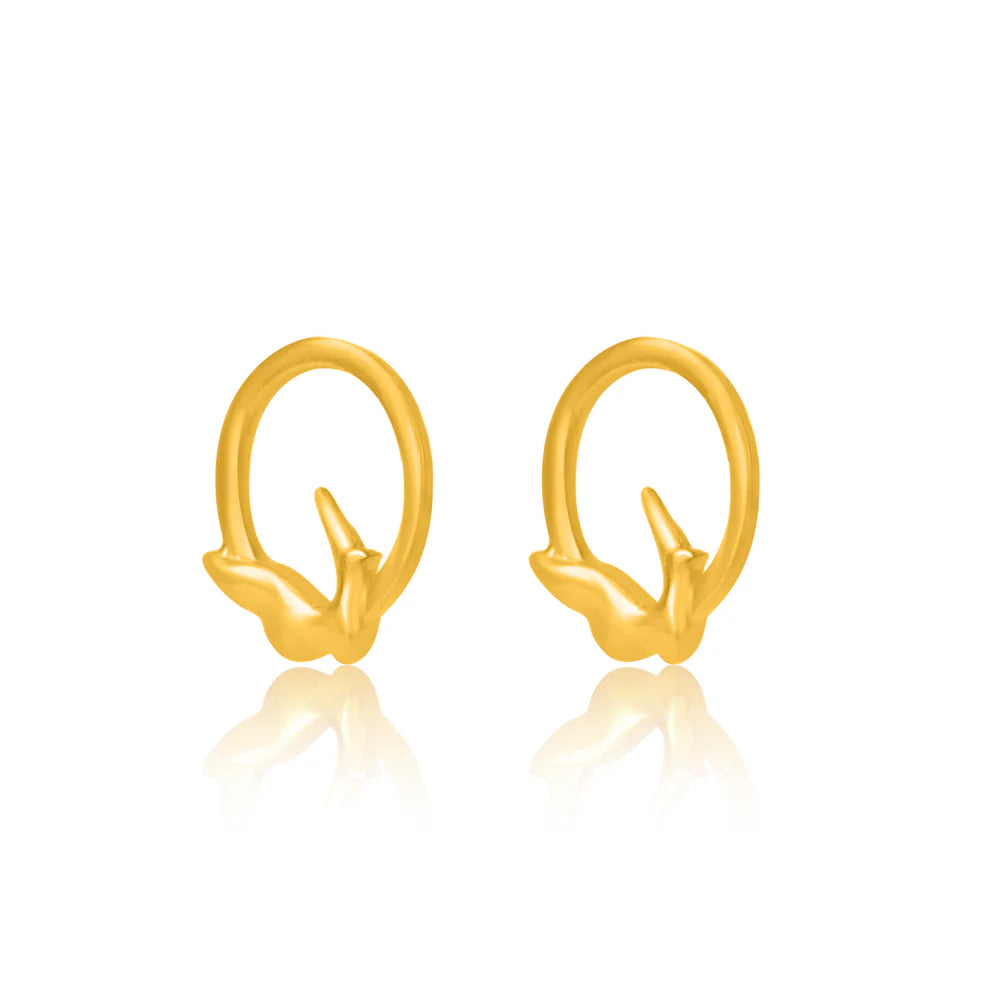 24K Gold-Plated Circle of Freedom 925 Sterling Silver Earrings For Women