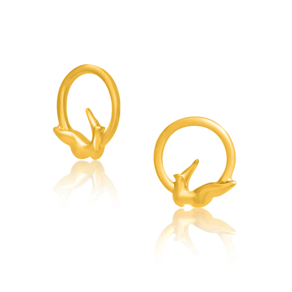 24K Gold-Plated Circle of Freedom 925 Sterling Silver Earrings For Women