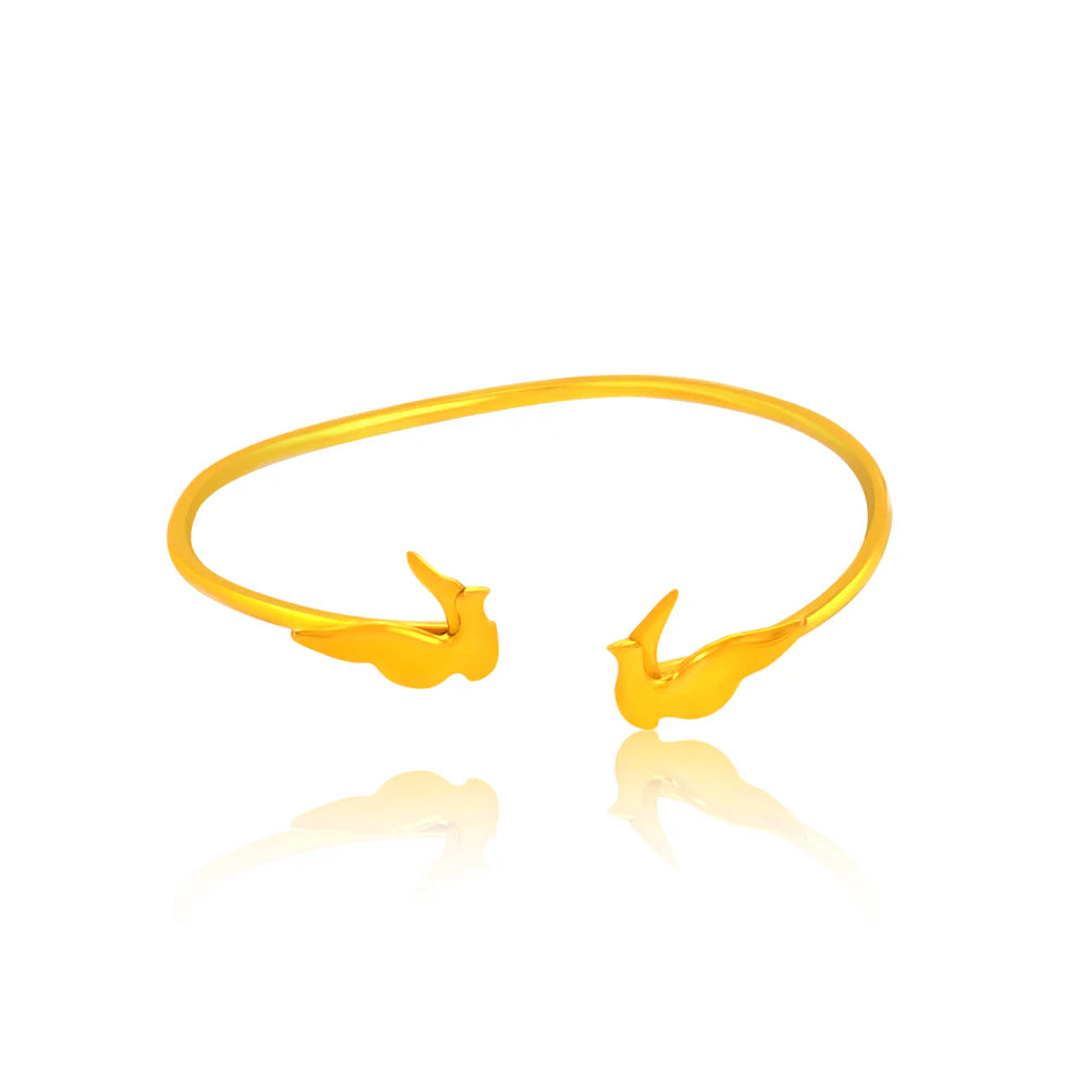 24K Gold-Plated Open Spirit 925 Sterling Silver Bracelet For Women