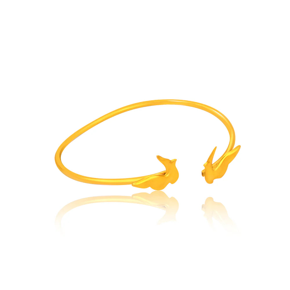 24K Gold-Plated Open Spirit 925 Sterling Silver Bracelet For Women