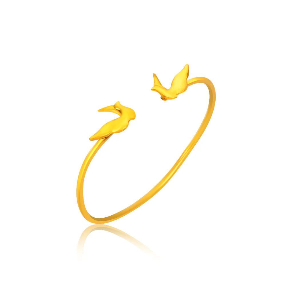 24K Gold-Plated Open Spirit 925 Sterling Silver Bracelet For Women