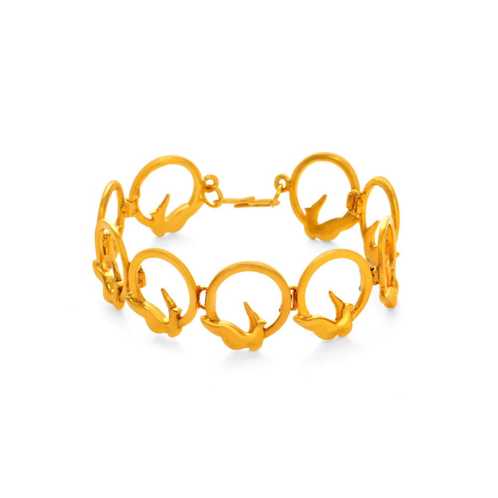 24K Gold-Plated Circle of Freedom 925 Sterling Silver Bracelet For Women