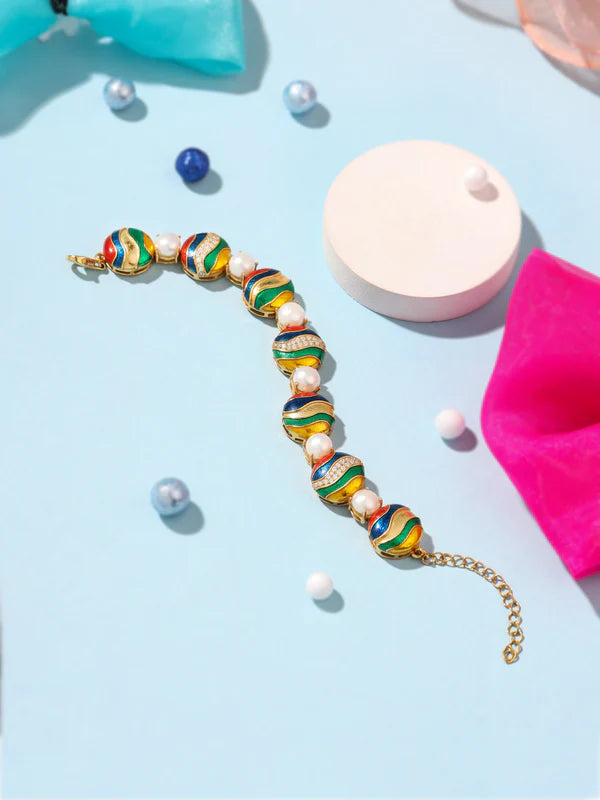 Pearl Enamel Tennis Bracelet