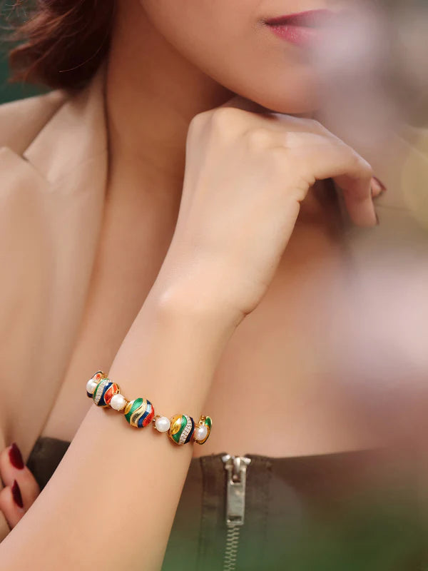 Pearl Enamel Tennis Bracelet