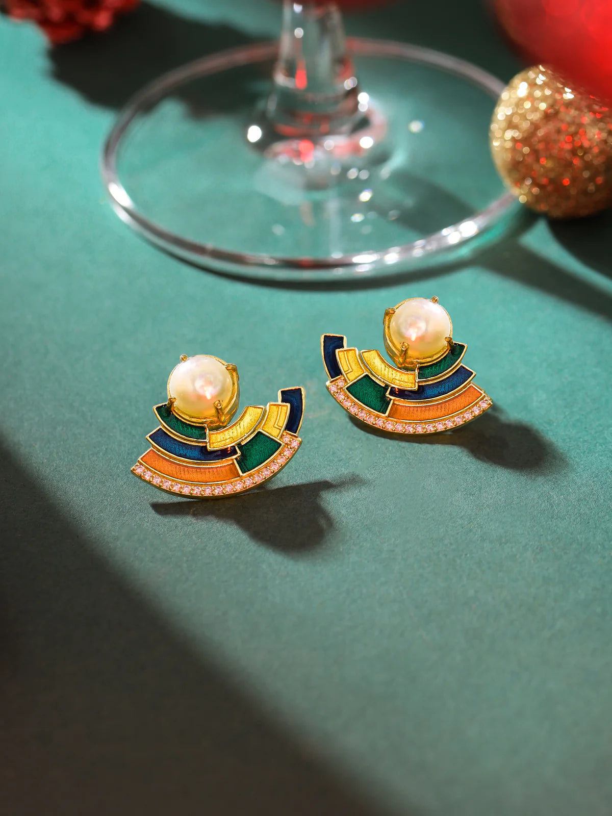 Abstract Pearl Earrings