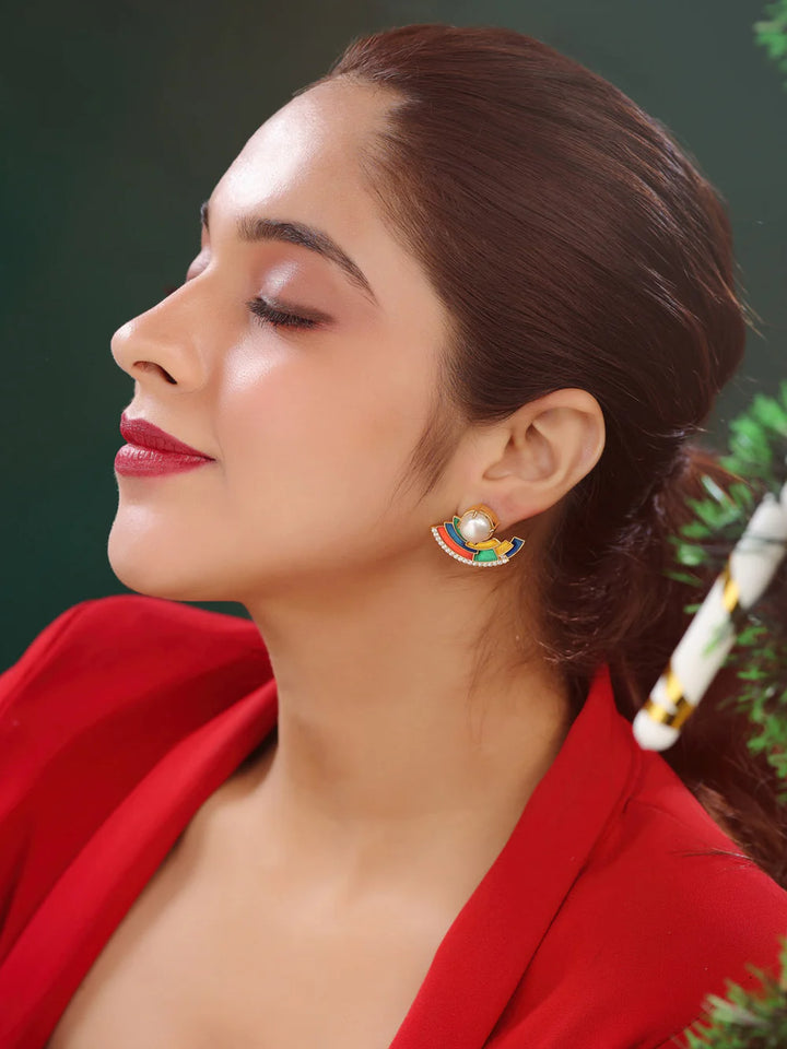 Abstract Pearl Earrings