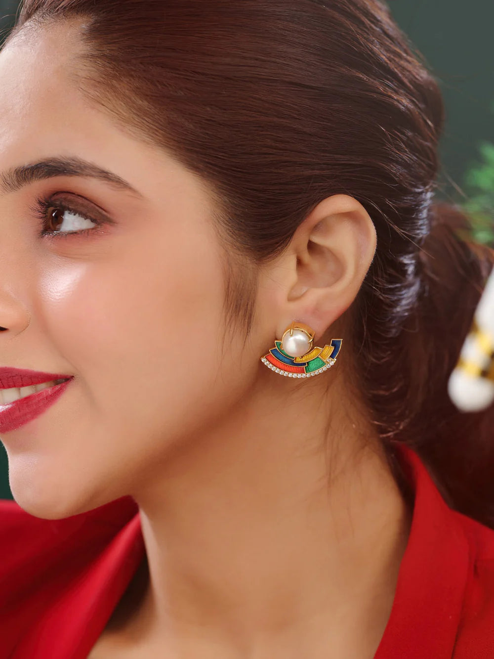 Abstract Pearl Earrings