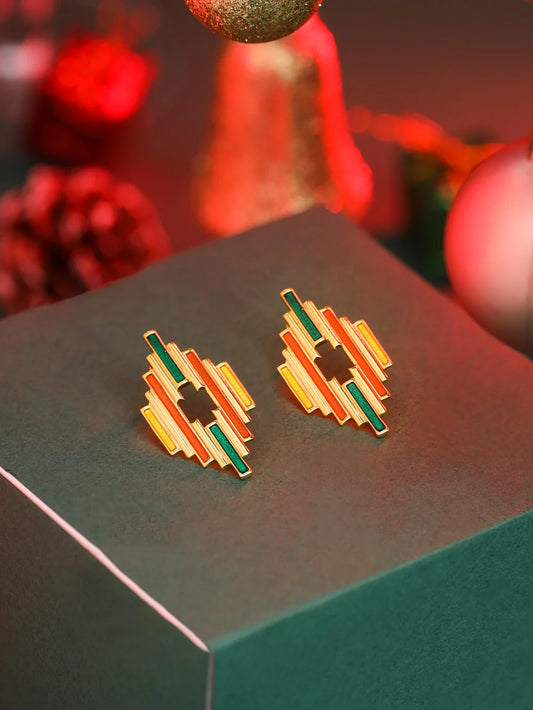 Geometric Enamel Earrings