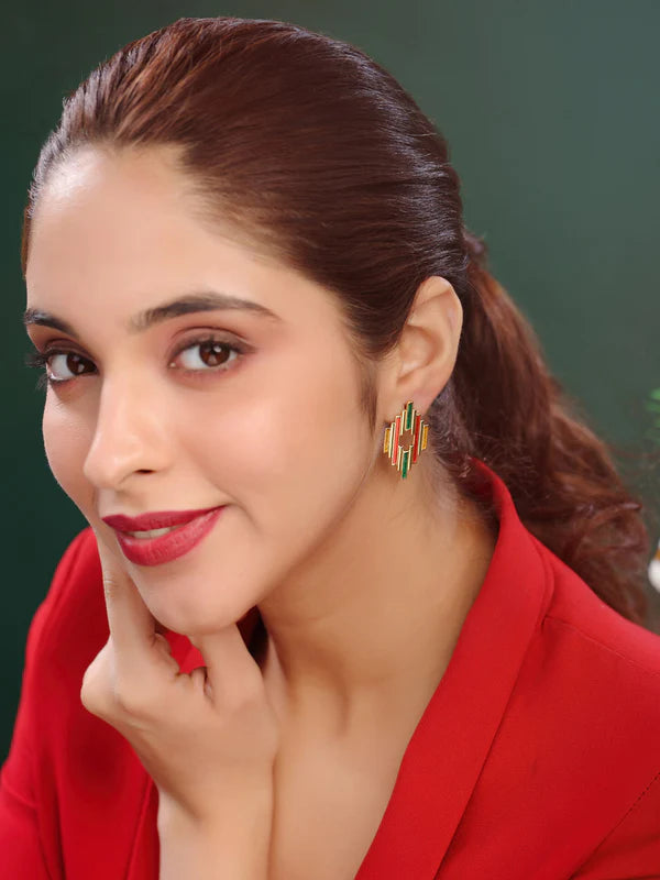 Geometric Enamel Earrings