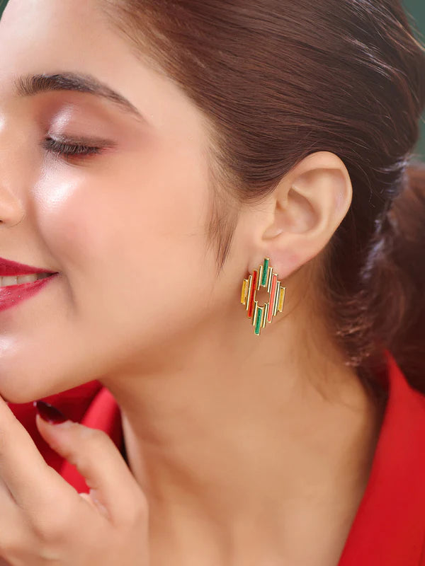 Geometric Enamel Earrings