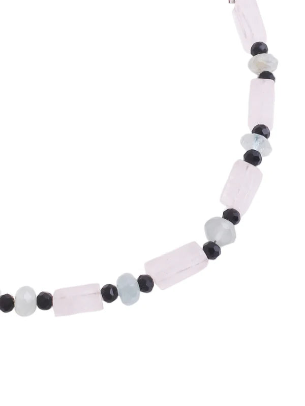 Beads Quartz Initial Adorned 925 Sterling Silver Anklet For Women