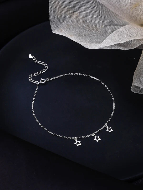 Star Charm 925 Sterling Silver Anklet For Women