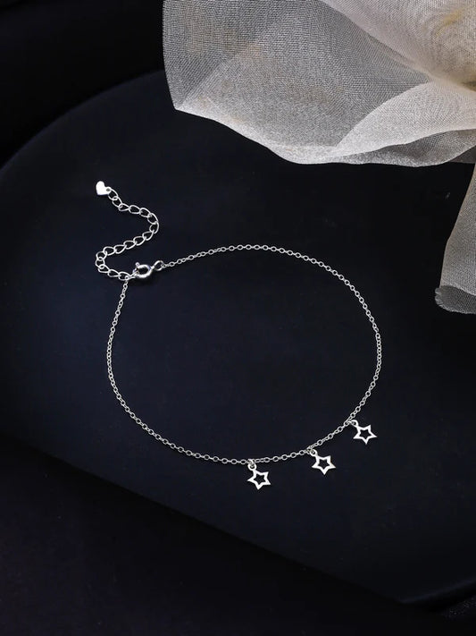Star Charm 925 Sterling Silver Anklet For Women