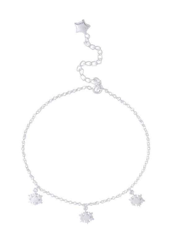 Snowflake Charm 925 Sterling Silver Anklet For Women