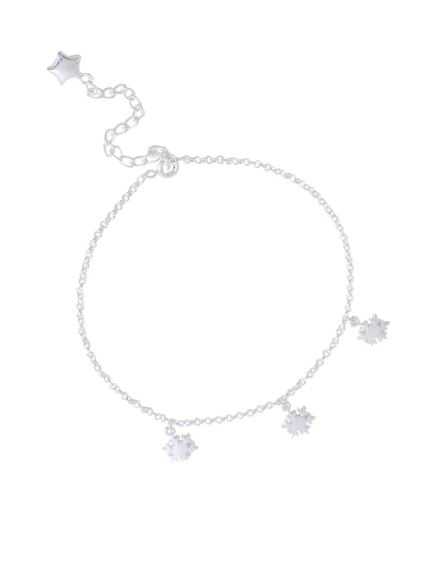 Snowflake Charm 925 Sterling Silver Anklet For Women