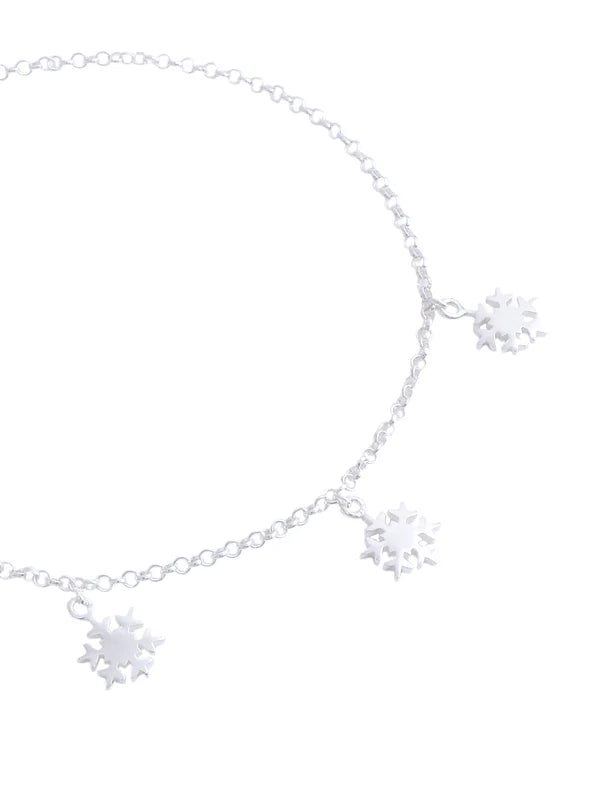 Snowflake Charm 925 Sterling Silver Anklet For Women