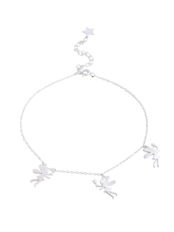 Guardian of Grace Angel Charm 925 Sterling Silver Anklet For Women