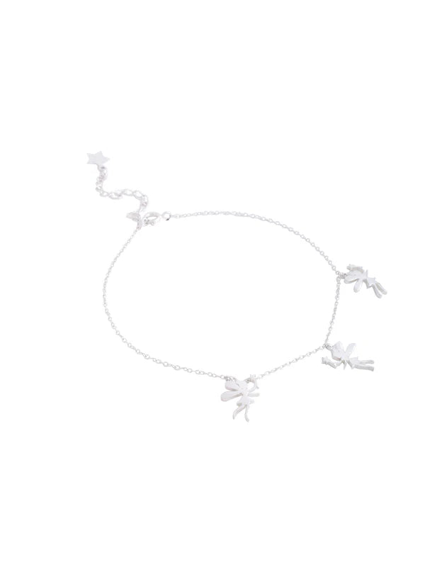 Guardian of Grace Angel Charm 925 Sterling Silver Anklet For Women
