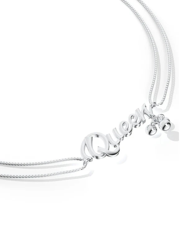 925 Sterling Silver "QUEEN" Anklet For Women