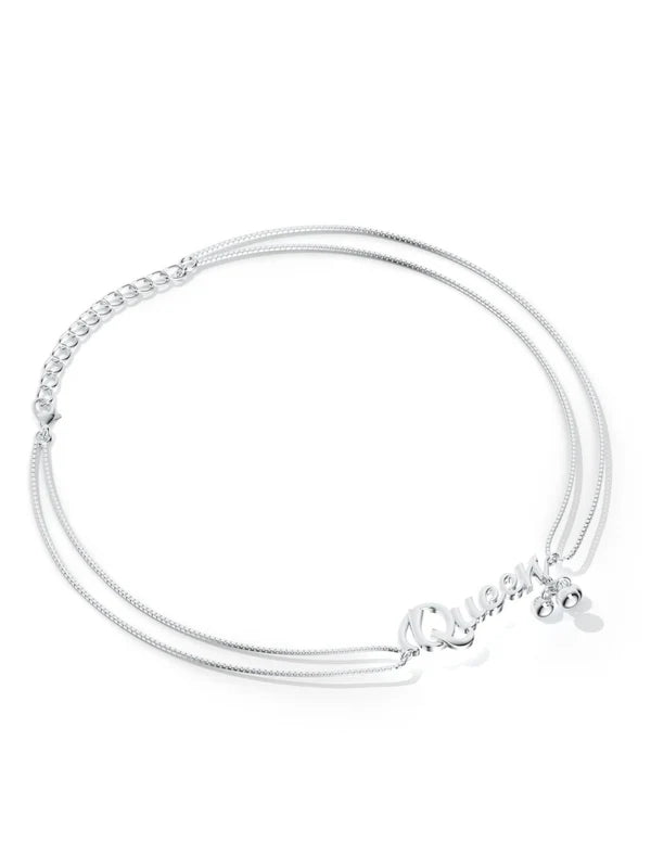 925 Sterling Silver "QUEEN" Anklet For Women