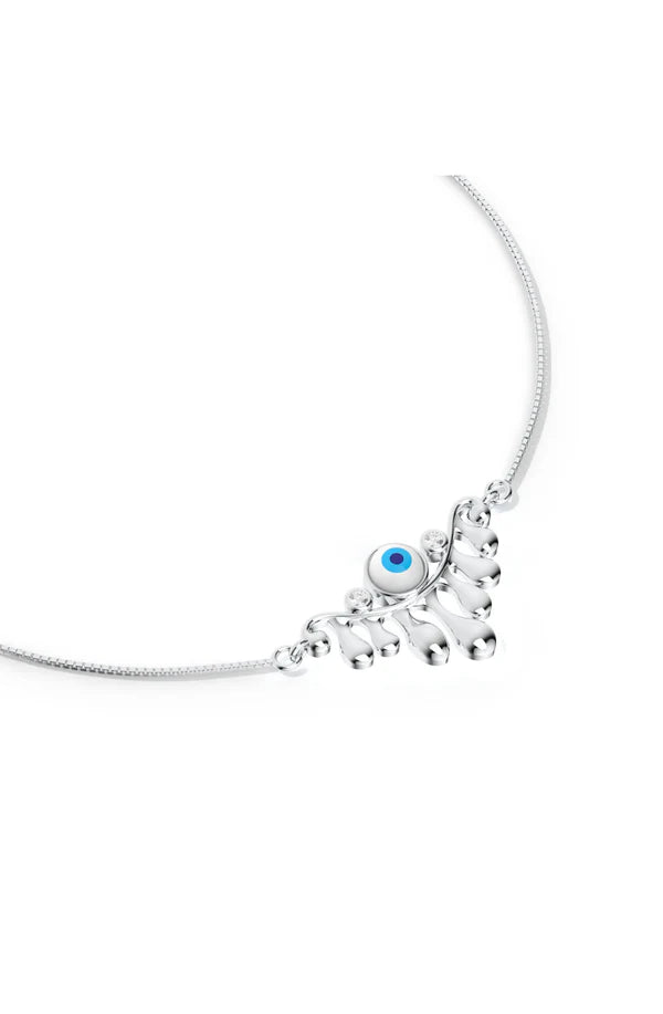 Evil Eye Dripping Pattern Sterling Silver Anklet For Women