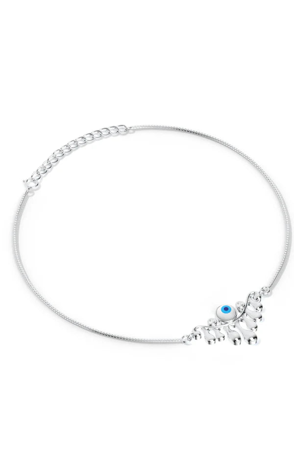 Evil Eye Dripping Pattern Sterling Silver Anklet For Women