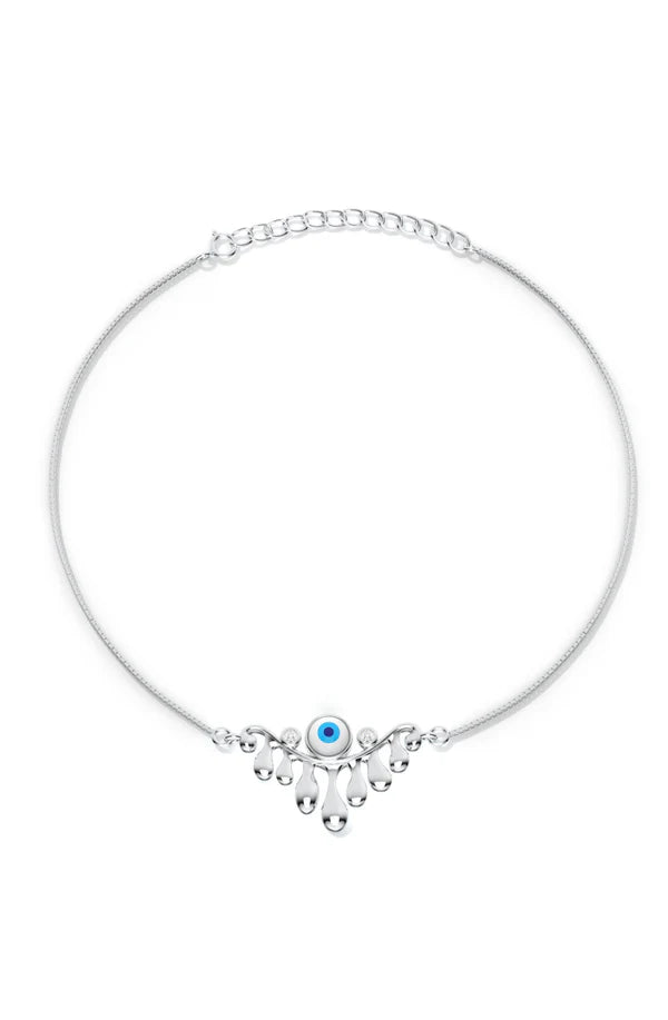 Evil Eye Dripping Pattern Sterling Silver Anklet For Women