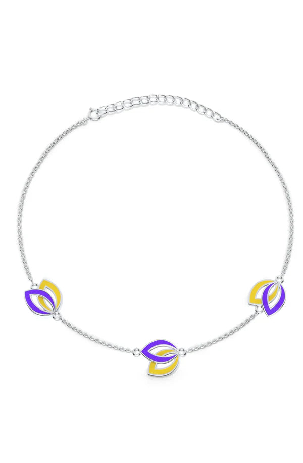 Dual Leaf with Two Shade Enamel Anklet For Women